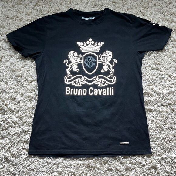 Bruno Cavalli Men’s Red Graphic Raised Print Logo T-Shirt Tee Size M - Picture 1 of 12